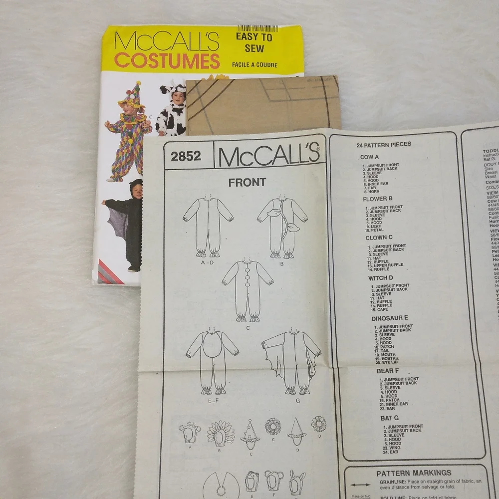 McCall's EASY to Sew Costumes Size 1-2-3